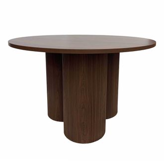 Oviala Mesa de comedor redonda moderna de 120 cm efecto madera oscura