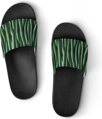 Generic Green Long Beans Unisex Beach Slippers & Pool Slides Anti-Slip House Shoes for Home Outdoor