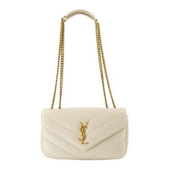 Saint Laurent Loulou Small White Leather Bag - female - Saint Laurent - Shoulder Bags - White - ONE SIZE - Bags