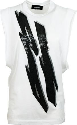 Dsquared2 Wit Katoenen T-Shirt - Dames - Tops zonder mouwen - Wit - M - Katoen - Tops