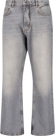 Off-white Grey Cotton Mid-Rise Straight-Leg Jeans