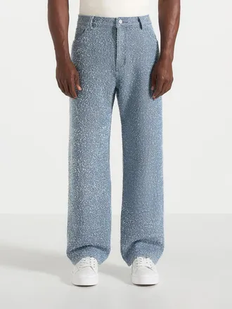 Mani&egrave;re De Voir Arnault Boucle Denim Relaxed Fit Jeans in Blue at Nordstrom, Size 32
