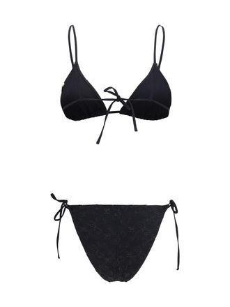 Kristina Ti Womens Bikini With Floral Details Nero Polyester; Spandex Swimwear Sea Clothing
