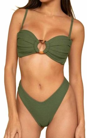 Montce Swim Lulu Zigzag Stitch Bikini Bottom In Olive Crochet