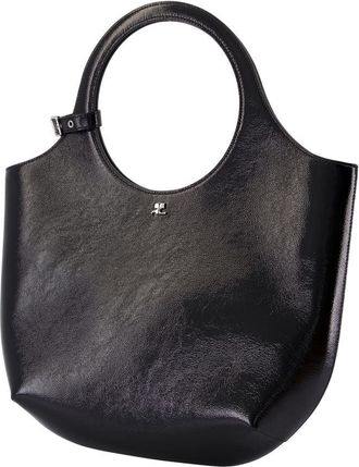 Courr&egrave;ges Womens Leather Top Handle Bag Black