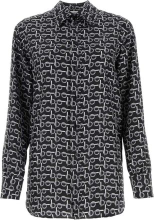 Burberry B silk shirt - women - Silk/Mother of Pearl - 8 - Black