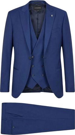 Luigi Bianchi Mantova Single-Breasted Driekwart Pak - Heren - Business pakken - Blauw - 3XL - Wol - Kostuums