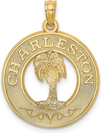 Diamond2Deal 14k Yellow Gold CHARLESTON Palm Tree Charm Pendant