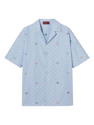 Gucci gg detail short-sleeve shirt - men - Cotton - 46 - Blue