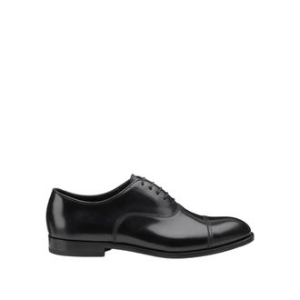 Doucal's Geborsteld leren derby platte schoenen - Heren - Nette schoenen - Zwart - 40 1/2 EU - Leer - Schoenen