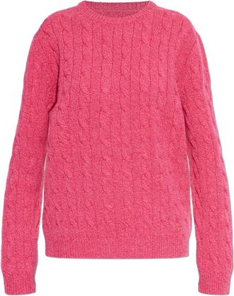 Valentino Garavani Wol trui met decoratieve breistructuur - Dames - Ronde hals truien - Roze - XS - Wol - Truien & Vesten