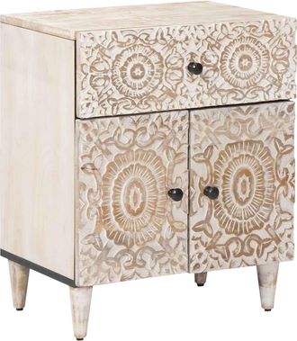 vidaXL Mueble Cama 50 X 33 X 60 Cm Madera De Mango Maciza Vidaxl
