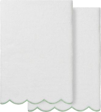 Linum Home Textiles 100% Turkish Cotton Adornia Scallop 2Pc Bath Towel Set