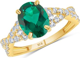 MAX + STONE Solid 10k Yellow or White Gold Gemstone Oval Cut Birthstone Ring