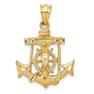 Diamond2Deal 14k Yellow Gold Mariners Cross Pendant