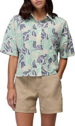 Prana Railay Crop Button-Up Shirt in Sea Glass Seaweed at Nordstrom, Size X-Large