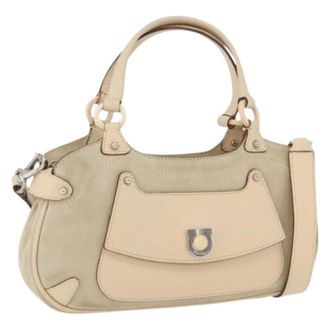 Ferragamo Pre-owned Hand Bag - Dames - Pre-owned - Beige - Maat: ONE Size Su&egrave;de