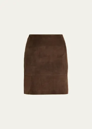 Vince Suede High-Waist Knee Skirt