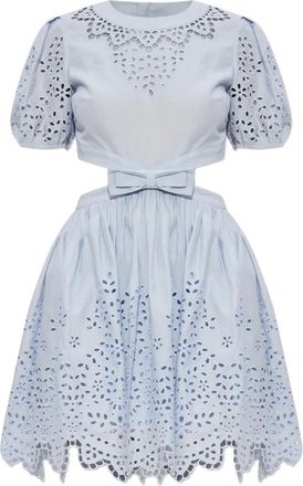 Self Portrait Abito in lino e cotone - Blu