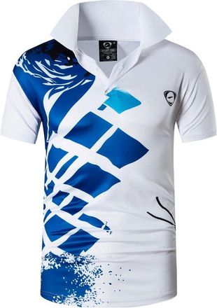 Jeansian Mens Sport Outdoor Quick Dry Fit Short Sleeves Polo Tee Shirt Tshirt T-Shirt Tops Golf Tennis Bowling LSL195, Lsl350_white, S