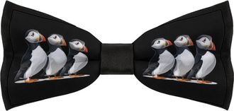 Generic Three Puffin Bird Bow Ties for Men Classic Adjustable Pretied Bowties for Business Wedding Party