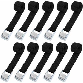 OEM Kit De Fijaci&oacute;n De Correas De Amarre De 239 Cm Para Portabicicletas, Motocicletas, Coches Y Bicicletas (10 Unidades, Carga M&aacute;xima De 500 Kg), Color Ne