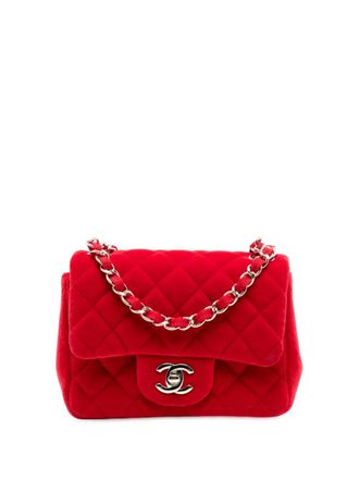 Chanel 2016-2017 Mini Square Classic Velvet Single Flap crossbody bag - Red