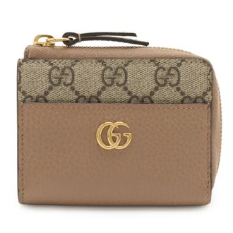 Gucci Gg Supreme Beige Pink Beige Gg Supreme Leather Coin Purse/Coin Case (Pre-Owned)