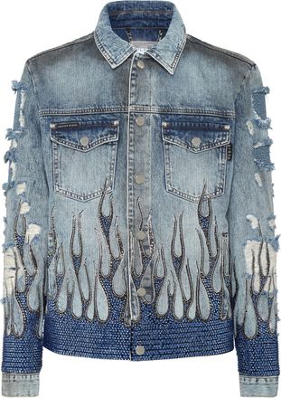 Philipp Plein Denim Jack Flame
