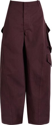 Alaia Barrel-leg Cotton Cargo Trousers - Aubergine - 38 (UK10 / S)