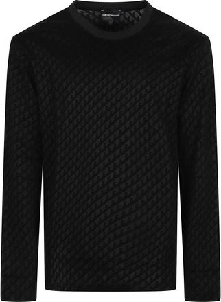 Emporio Armani T-shirt met lange mouwen en all-over logoprint - Heren - Longsleeves - Zwart - L - Katoen - Tops