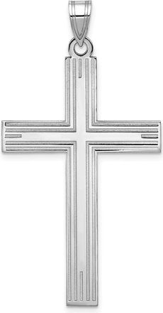Diamond2Deal 14k White Gold Solid Laser Etched Cross Pendant