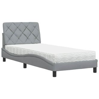 vidaXL Letto Con Materasso Grigio Chiaro 80x200 Cm In Tessuto - Vidaxl
