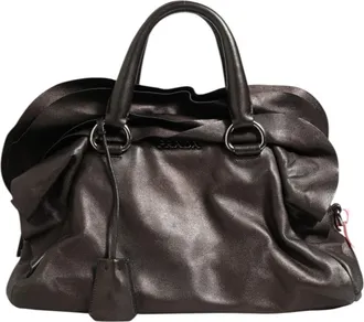 Prada Metallic Nappa Leather Ruffle Shoulder Womens Bag (Pre-Owned)
