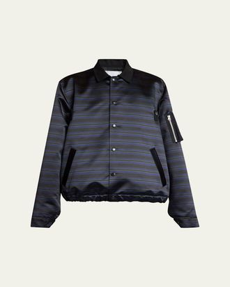sacai Mens Multi-Stripe Satin Blouson Jacket