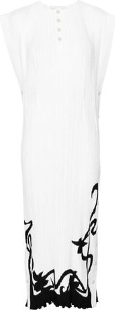 Lanvin Sleeveless Pleated Midi Dress - Dames - Casual kleedjes - Wit - S - Polyester - Kleedjes