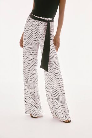 Joseph Ribkoff Polka Dot Belted Trousers In Vanilla Multi