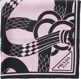 Prada snake-print twill scarf - women - Silk - One Size - Pink