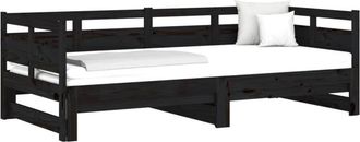 vidaXL Sofá cama extraíble sin colchón negro 2x(90x190) cm vidaXL