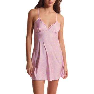 Etam Baie Floral Ruffle Trim Nightgown in Imp Fond Rose at Nordstrom, Size X-Large