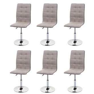 Hhg [nunca Usado] Juego De 6 Sillas De Comedor Hhg-105, Silla De Cocina, Giratoria Regulable En Altura, Tela/textil Mvg, Crema-gris