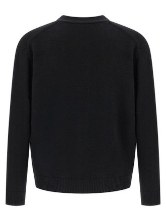 Maison Kitsun&eacute; Fox Head Intarsia Merino Wool Cardigan - Black