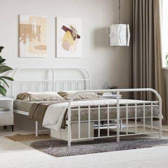 Berkfield Home Metal Bed Frame with Headboard & Footboard White 140x200 cm