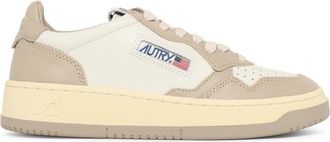 Autry Medalist Low White And Beige Leather Sneakers