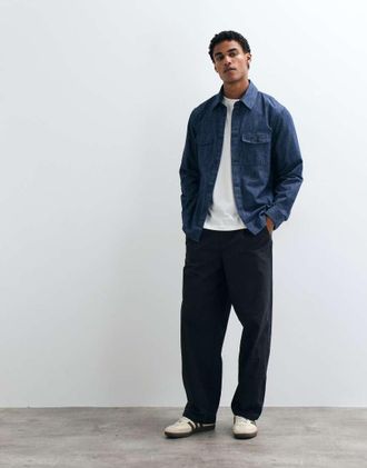 Mango overshirt in denim blu scuro