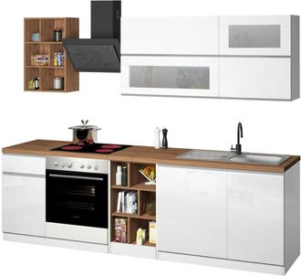 Dmora Dmora Cucina Completa Ronald Bianco Lucido Modulabile Un Cassetto, Elettrodomestici Non Inclusi, Made In Italy