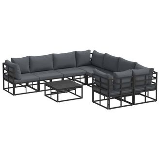 Berkfield Home Garden Sofa Set 9 pcs Black 70 x 70 x 32 cm Aluminium