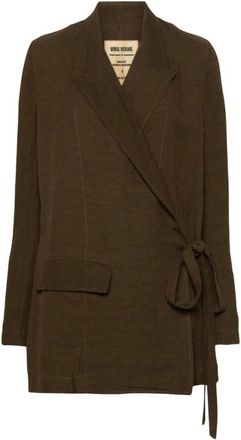Uma Wang Up 6006 Blazer - Dames - Kimonos - Bruin - M - Leer - Overhemden