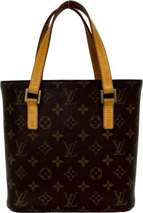 Louis Vuitton Brown Leather Pvc Handbag Tote Bag (Pre-Owned)