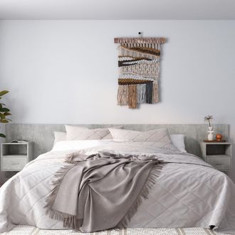 vidaXL Cabecero De Cama Con Mesitas Madera Contrachapada Gris Hormig&oacute;n Vidaxl